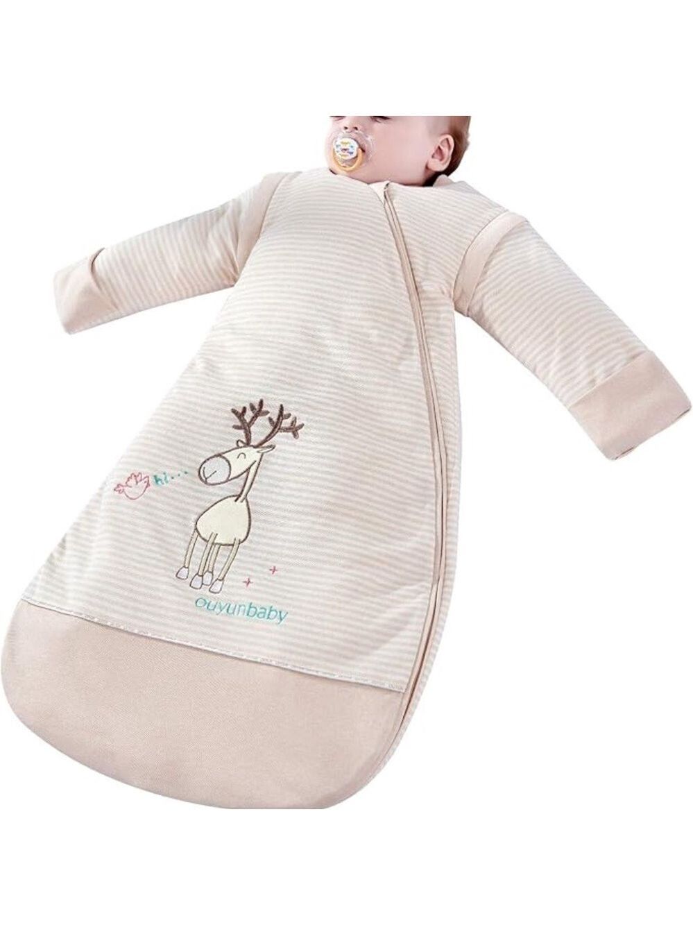 OuYun Baby Organic Sleeping Bag Detachable Sleeve Wearable Blanket